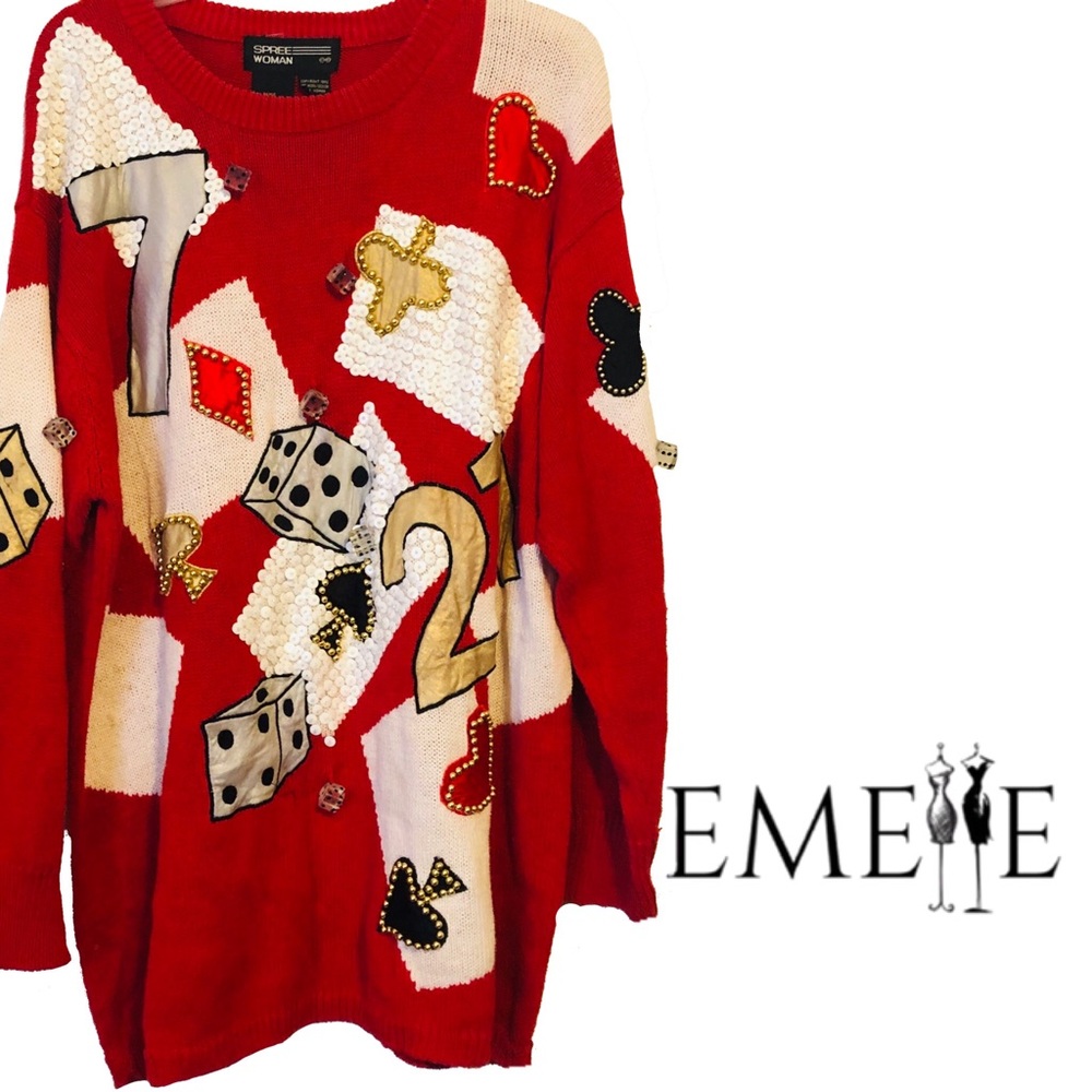 VINTAGE SPREE WOMAN White Lucky Sweater 3X